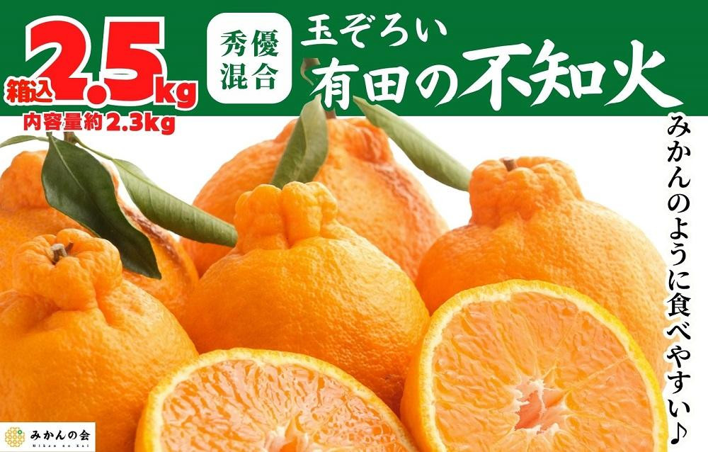 
不知火 箱込 2.5kg (内容量約 2.3kg) 玉ぞろい 秀優品混合 和歌山県産 産地直送 【みかんの会】
