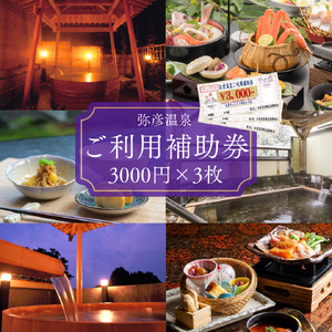 新潟 宿泊 弥彦温泉 ご利用補助券 3,000円分3枚 合計9千円分 | 宿泊