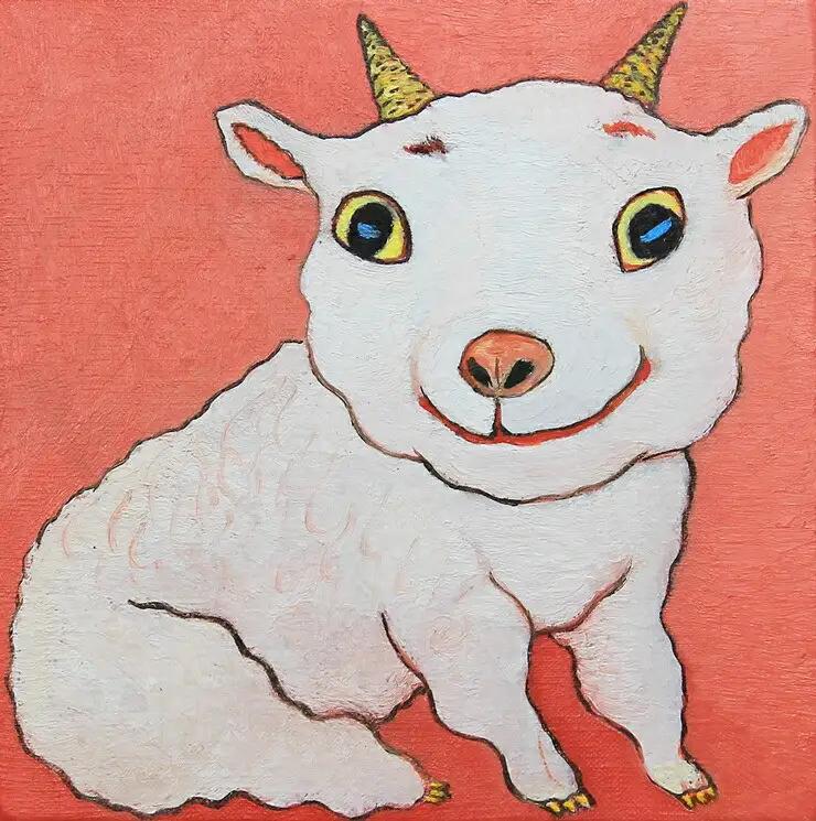 アーティストが『愛しいペットのポートレート』描きますサムホールサイズ スクエア 227×227mm【アート サムホールサイズ　油絵 横井山泰 美術 作家  227×227mm スクエア 神奈川県 小田