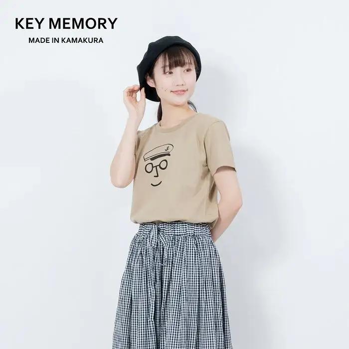 《0》【KEYMEMORY鎌倉】セーラー帽イラストTシャツ BEIGE