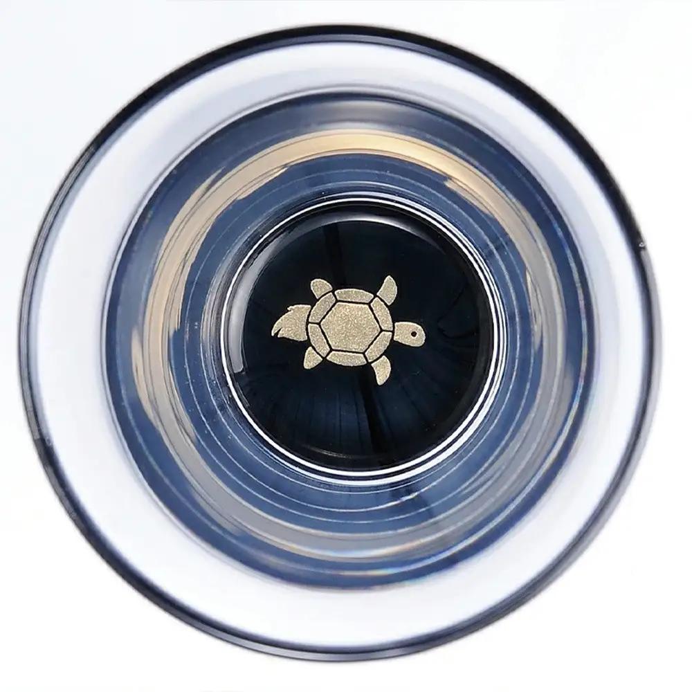 みよし漆器本舗 紀州塗り ぬりもん de Verre 一口グラス マスセット 黒（亀） グラス：100ml／マス：90ml