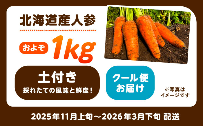 北海道 にんじん 1kg（土付き）《足寄町》【餌取農場】 野菜 [BEBA001]