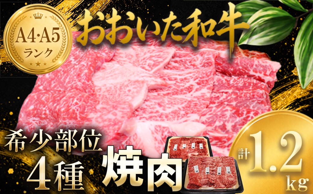 
                  おおいた和牛希少部位4種焼肉食べ比べセット1.2kg（800g・400g各1箱） ／ 牛肉 焼肉 牛 黒毛和牛 焼肉用 和牛 おすすめ 国産 赤身 霜降り食べ比べ 焼肉セット ぎゅうにく ギュウニク やきにく ヤキニク わぎゅう ワギュウ やににくよう ヤキニクヨウ くろげわぎゅう クロゲワギュウ おおいた和牛 BBQ バーベキュー ＜102-403＞
                