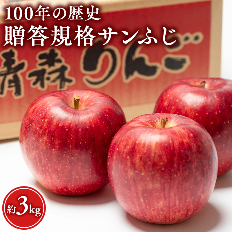 12月 100年の歴史 贈答規格サンふじ 約3kg【田中農園・青森県平川市産・青森りんご】