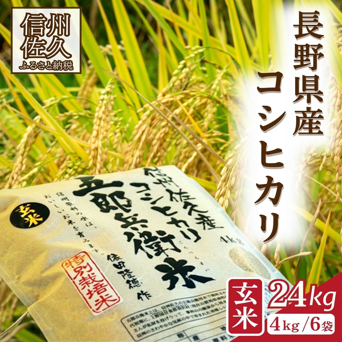 【ふるさと納税】【令和7年産・玄米24kg（4kg×6袋）】特別栽培米 五郎兵衛米〈2025年9月中旬頃～順次発送〉 先行予約 新米 信州 こしひかり【 米 コメ 玄米 お米 こめ おこめ 備蓄品 コシヒカリ 長野県 佐久市 】