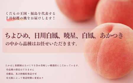 No.2530たかはし果樹園の桃　7月収穫 福島市産 白桃 品種 おまかせ (ちよひめ、日川白鳳、暁星、白鳳、あかつき) 約2kg【2026年発送 先行予約】