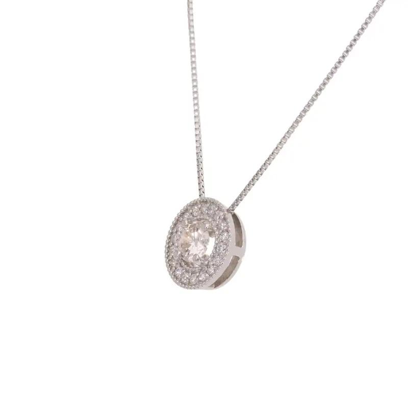 プラチナ900 ネックレス ダイヤモンド 中石 0.25ct up 脇石0.10ct EJ-112