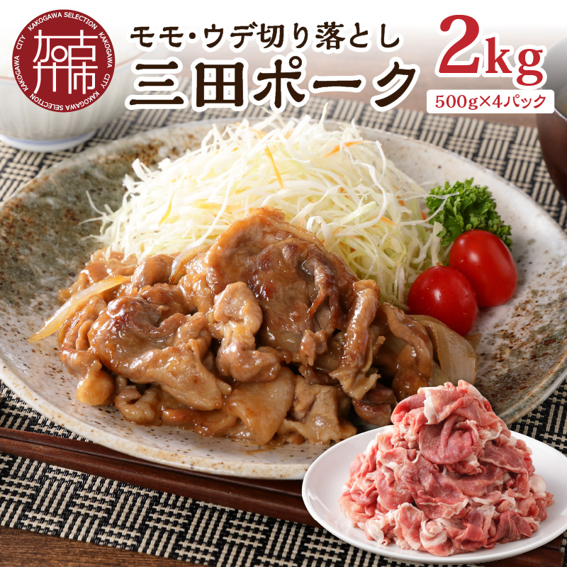 三田ポーク もも・ウデ切り落とし 2kg(500ｇ×4パック）【2401A00209】