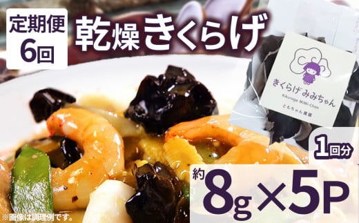 【定期便6回】乾燥きくらげ 8g×5P ともちゃん農園|定期便 乾燥きくらげ きくらげ 贈答用 乾燥 きくらげ 食物繊維 鉄分 カルシウム ビタミンD カリウム アミノ酸  高血圧予防 ふるさと 納税 栃木県 那珂川町 送料無料