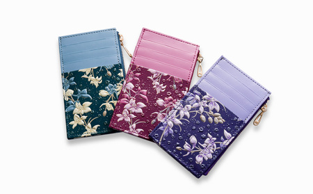 【浅草文庫】フラグメントケース〈千鳥草柄〉(カラー：ボルドー)