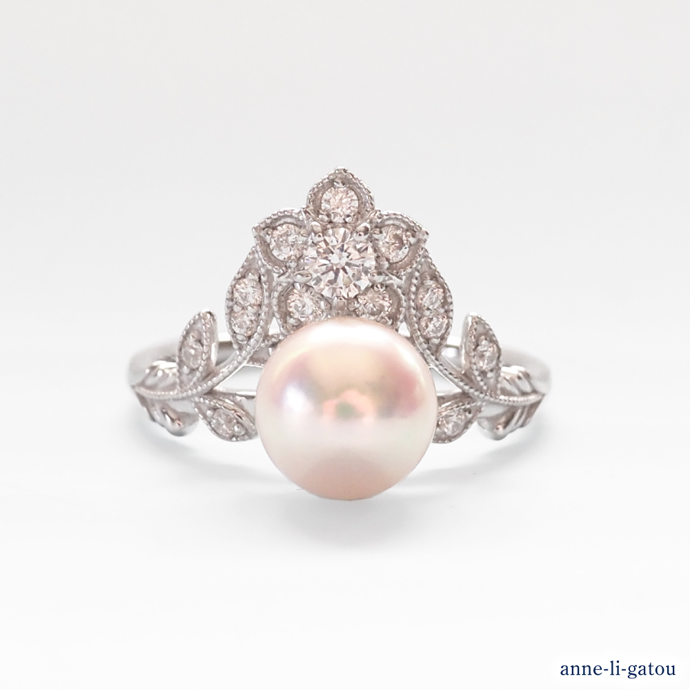 【ANNEREGARD】Pt Pearl Ring エンゲージリング