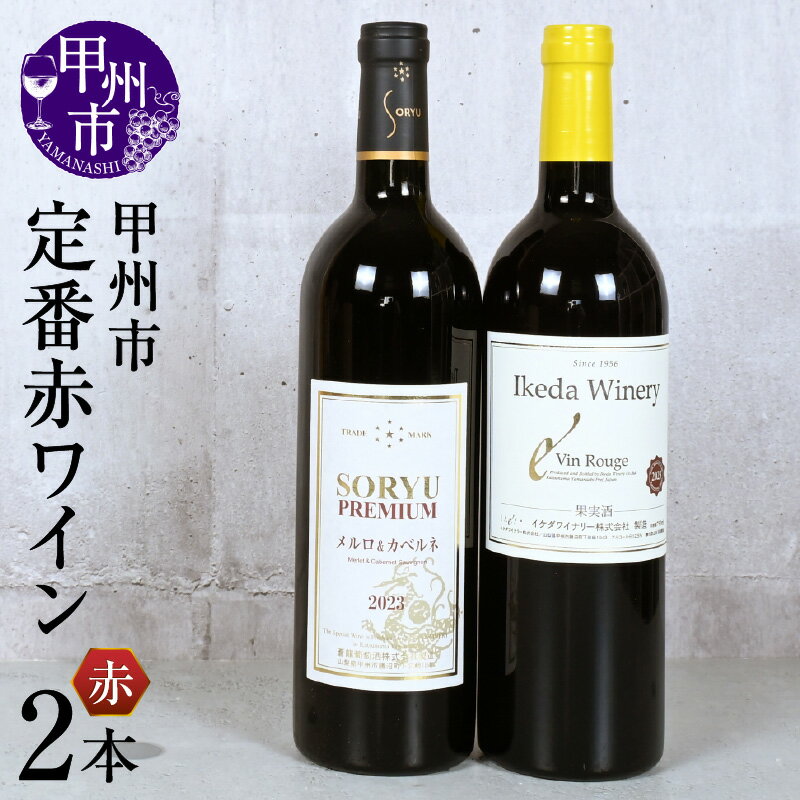 【ふるさと納税】 ワイン 赤 750ml 2本 セット 定番 ミディアムボディ 辛口 プレミアムメルロ＆カベルネ ヴァン・ルージュ イケダワイナリー 蒼龍葡萄酒 パーティー 母の日 父の日 記念日 贈答 ギフト 山梨県 甲州市 （KSB） 【B17-610】