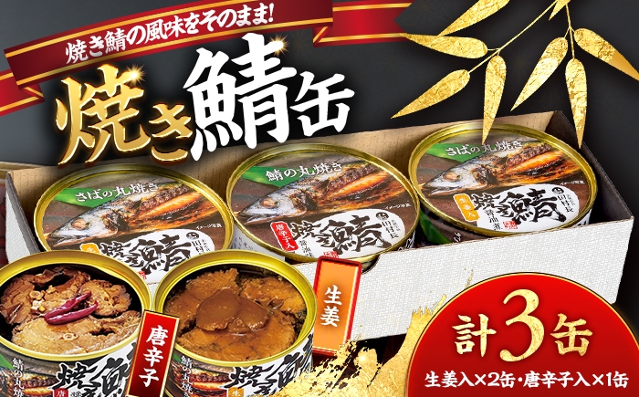 
            焼き鯖の缶詰詰合せ 3缶入(生姜入×2缶・唐辛子入×1缶) 小浜市 / 田村長 [BFBV004]
          