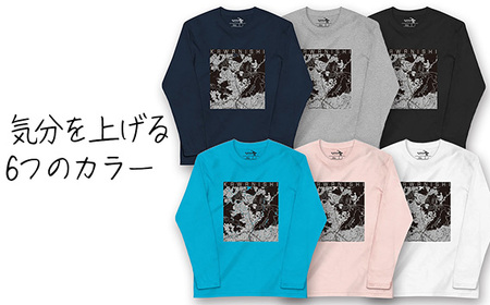 No.345-01 【川西】地図柄ロングスリーブTシャツ（ターコイズ）Sサイズ