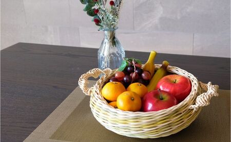籐かごのみかんかご（グリーン系）[カラーラタン彩都] 雑貨 日用品 福祉用品 