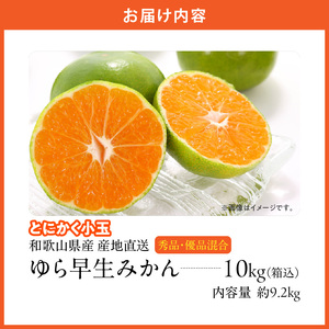 MK1058_【2025年先行予約】ゆら早生 みかん とにかく小玉 箱込 10kg ( 内容量9.2kg ) 2Sサイズ以下 秀優混合 有田みかん 和歌山県産