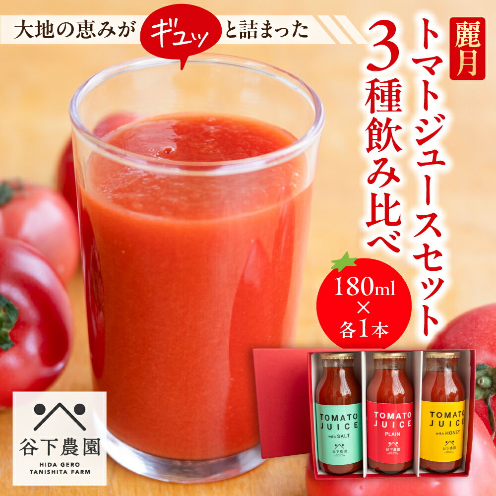 【ふるさと納税】 【飛騨産】麗月トマトジュースセット 3種飲み比べ（180ml×各1本） トマト 下呂温泉 おすすめ 特産品 ギフト 贈答品 贈り物 プレゼント ジュース 野菜 お中元 父の日 母の日 敬老の日 6000円 岐阜県 下呂市 とまと