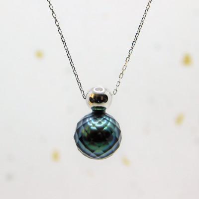 ふるさと納税 山梨県 K18WG カットパール丸玉ネックレス