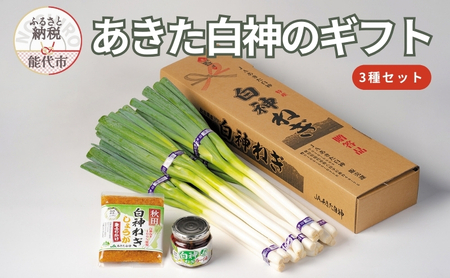 【10月～翌2月限定出荷】あきた白神のギフト 3種セット（白神ねぎ・白神ねぎラー油・白神ねぎしょうが生ふりかけ) 野菜 
