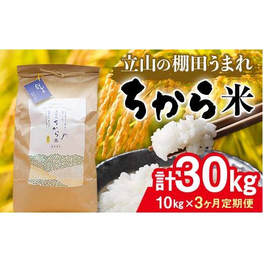＜定期便＞立山のちから米 令和7年産 コシヒカリ 各10kg ＜全3回＞ 計30kg 3ヶ月連続 10kg 定期便 定期配送 ちから米 こしひかり 銘柄米 ブランド米 国産 米 お米 日本米 F6T-