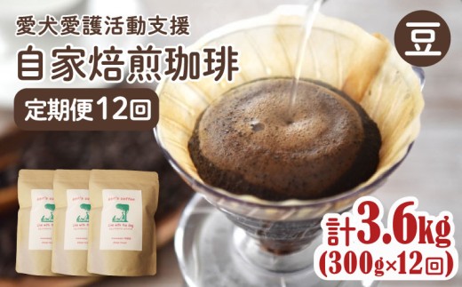 【12カ月定期便】ann's cafe 自家焙煎珈琲豆 【豆】 300g × 12回 ( ブレンドコーヒー コーヒー コーヒー豆 3カ月 定期便 自家焙煎 珈琲 豆 中煎り 水出し おすすめ ハンドドリップ チャリティ 動物支援 動物福祉 保護活動 動物愛護 愛犬愛護 アウトドア キャンプ リラックス お取り寄せ ギフト 贈答用 贈り物 京都府 京都 京丹波町 )