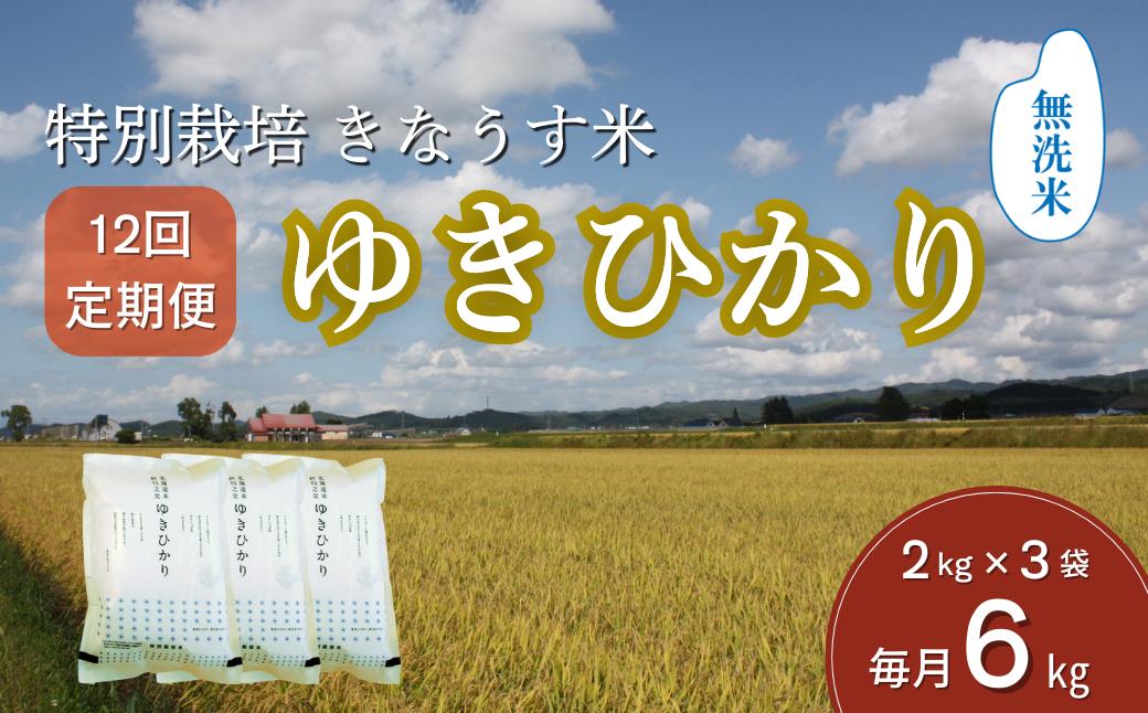 
                  【無洗米12ヶ月定期便】特別栽培米ゆきひかり2kg×3袋　Q005
                