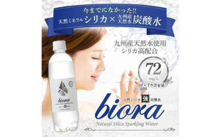 biora天然シリカ炭酸水 500ml×24本×12回 炭酸水 シリカ ミネラル 美容 飲料水 軟水 天然水 大分県 玖珠町 健康 九州 採水 防災 備蓄 定期便 500ml 72mg/l 硬度43.