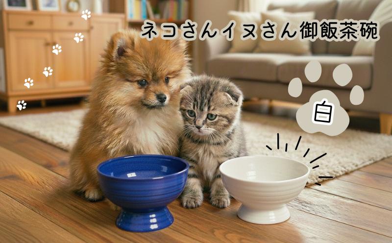 
                  ペット用 ご飯茶碗 (白) ネコ 猫 ねこ イヌ 犬 わんこ フードボウル 陶器 食器 重い 動きにくい ごはん皿 首に優しい 食べやすい 器 ネコ用茶碗 犬用茶碗 ペット食器 えさ皿 ご飯ボウル ネコさんイヌさん御飯茶碗 白 ホワイト 手作り 1個 フード皿 餌皿 ペット用陶器 [1450-2]
                