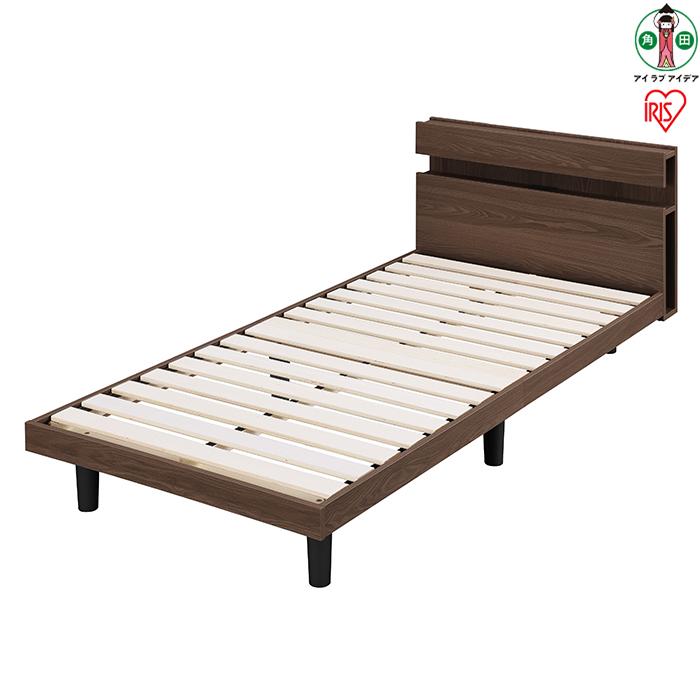 【ふるさと納税】 すのこベッド シングル アイリスオーヤマ ベッドフレーム ウォールナット すのこ 木製 ヘッドボード シングルベッド コンセント付き 2口 コンセント付き 収納棚付き 収納 充電 本 寝具 通気性 おしゃれ おすすめ 人気 アイリス SNBS-S