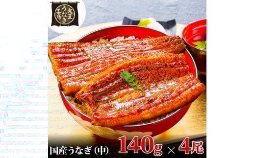 [№5695-1765]うなぎ蒲焼 140g×4尾(560g) うなぎ ウナギ 鰻 蒲焼 蒲焼き冷凍 国産 大五 大五通商 静岡 島田市