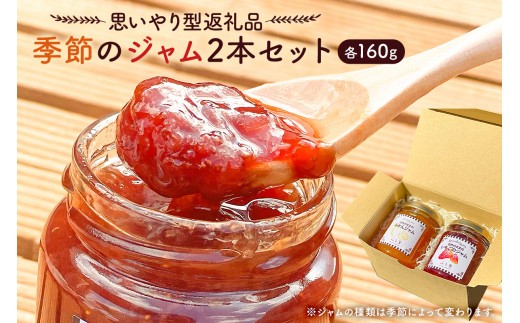 【思いやり型返礼品】季節のジャム2本セット（160ml×2本） mi0049-0002 【フルーツ 果物 手作り パン ヨーグルト いちご いちじく 温州みかん ゆず マーマレード 夏みかん 梅 プラム ブルーベリー 梨 りんご プルーン】