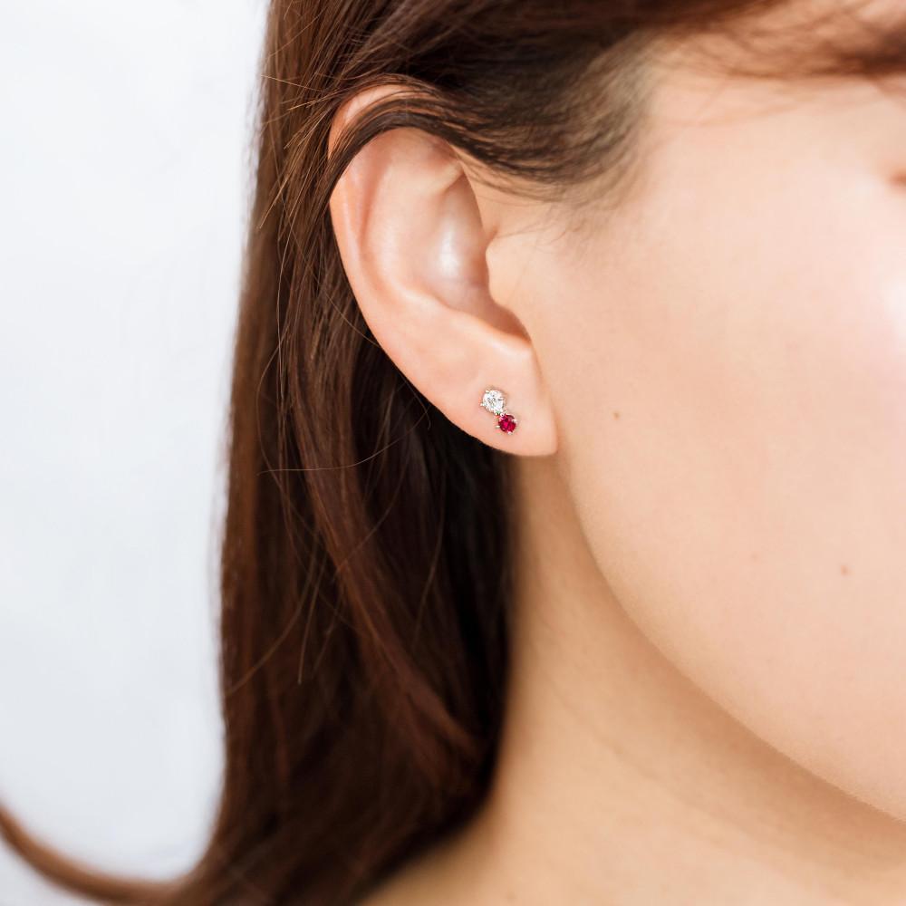 【ふるさと納税】【高島屋選定品】＜京セラ＞クレサンベール＜ルビー／ダイヤモンド ＞PT900 ピアス カジュアル 7月誕生石 ［ 京都 宝石 ジュエリー 人気 おすすめ 高級 特別 おしゃれ ファッション ブランド ダイヤ ルビー ］ | 宝石 人気 おすすめ 送料無料