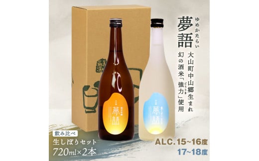 
HT-13　純米吟醸酒 「夢語」「夢語（生しぼり）」 飲み比べセット
