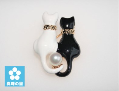 真珠 パール 猫 ブローチ アクセサリー