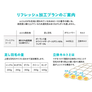  【甲州羽毛ふとん】プレミアム羽毛リフレッシュサービス（ダブルサイズ）  寝具 掛けふとん 布団 掛布団 ダブル 