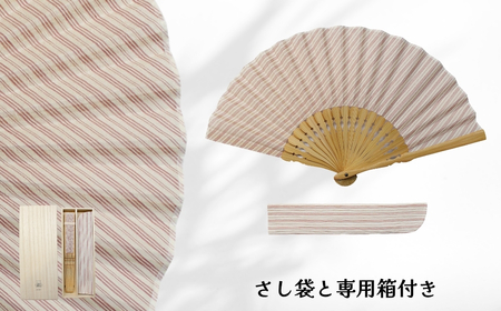 【伝統工芸】小千谷縮 扇子 縞 赤白 IONO 水田株式会社 | 扇子 贈り物 贈答 ギフト