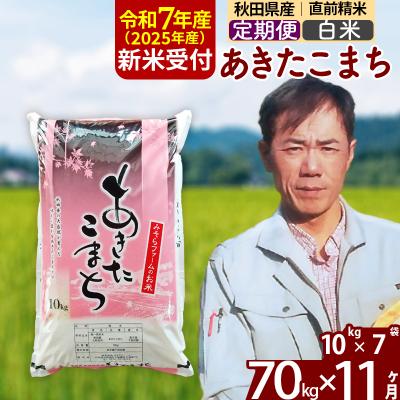 ふるさと納税 北秋田市 R7年産 新米《定期便11ヶ月》秋田県産あきたこまち70kg【白米】|msrf-11411