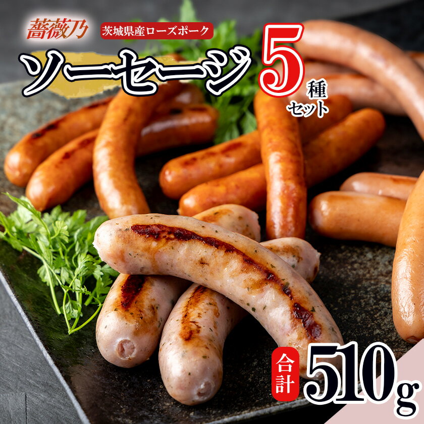 【ふるさと納税】ソーセージ 5種セット 計約510g 薔薇乃 | 茨城県 つくば市 ソーセージ 豚肉 ローズポーク おかず おつまみ ビール 惣菜 ポークソーセージ セット