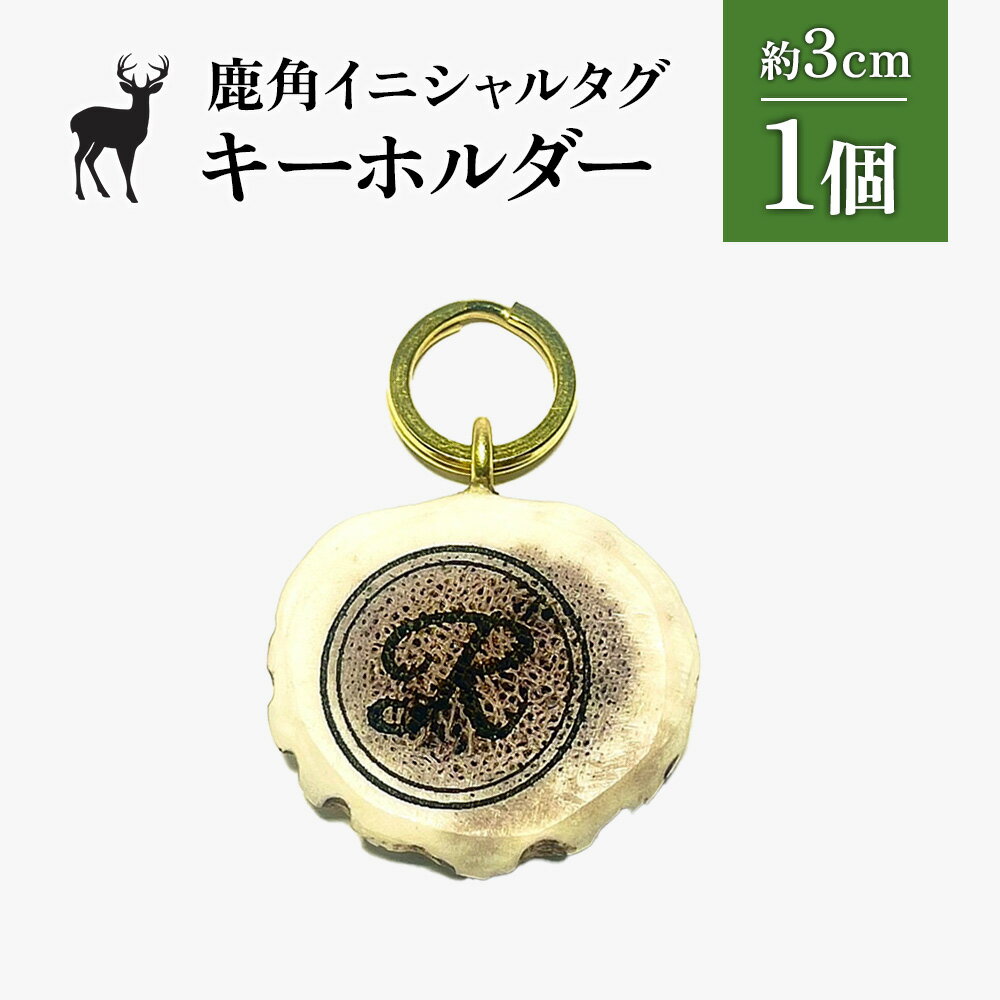 【ふるさと納税】鹿角イニシャルタグキーホルダー 1個 約3cm | 天然 蝦夷 鹿 角 キーホルダー タグ エゾシカ バッグ リュック ペットタグ ストラップ 魔除け お守り シンプル ハンドメイド ギフト お取り寄せ 北海道 中標津町 中標津【60002】