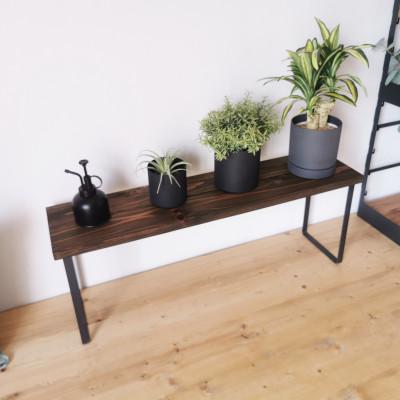 ふるさと納税 守口市 無垢材とアイアンのシェルフ H30cm W80cm / DBR / 植物由来の天然オイル / 完成品 |  | 01