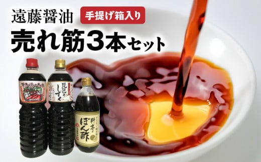 遠藤醤油 売れ筋３本手提げ箱入り 濃口しょうゆ すき焼きのたれ 料亭ぽん酢 万能調味料 家庭用 お取り寄せ 守山市