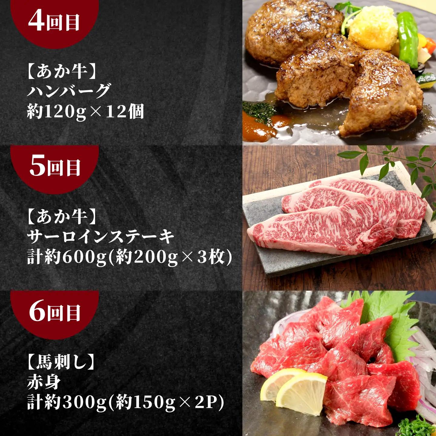 【全12回定期便】【熊本名産】あか牛と馬刺し 贅沢定期便 計約8.3kg あか牛 馬刺し 特産品 熊本県 合志市【有限会社 三協畜産】[AYCQ106]