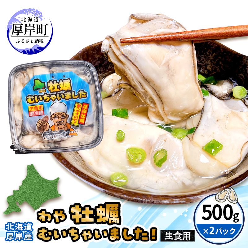 牡蠣 生食 むき身 1kg (500g×2) 無水パック 北海道 厚岸産 牡蠣むいちゃいました わや【マルユウ海楽】[ カキ 牡蠣 貝 海のミルク ブランド牡蠣 海鮮 国産 むきかき 剥き身 オイスター マルえもん ]