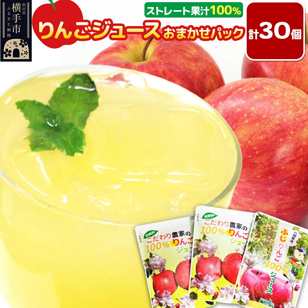 【ふるさと納税】りんごジュース おまかせパック（ふじ、つがる、シナノスイート、王林） 合計30袋