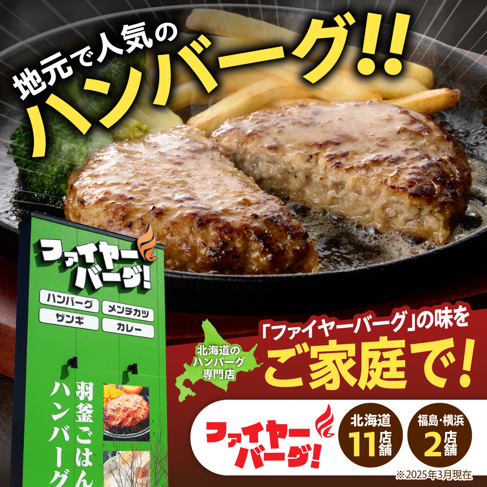 ファイヤーバーグ ハンバーグ(ソース付)3種セット 4個（レギュラー・チーズ・ポテサラ）