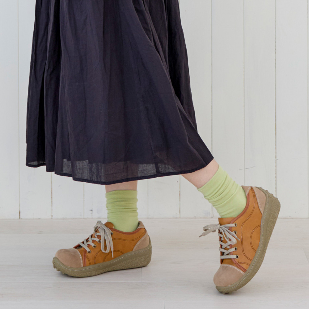 ポルカ｜キャメル  LL【38】(24.5cm) レディース スニーカー 幅広 甲高 外反母趾 ゆったり 3E 大人気 厚底 靴