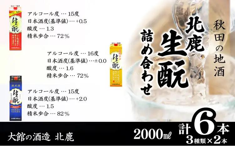 北鹿 『生もとパック詰め合わせ』 2L×3種類×各2本 計6本　155P4003【筒井商店】