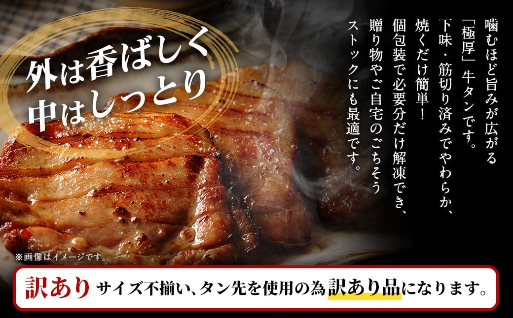  【12月下旬以降順次発送】【訳あり】極厚牛タンステーキ 1kg （500g×2パック） 塩だれ × ニンニク醤油 ／ 牛タン 牛たん タン たん 牛肉 お肉 肉 ステーキ 極厚 訳アリ 理由あり わ