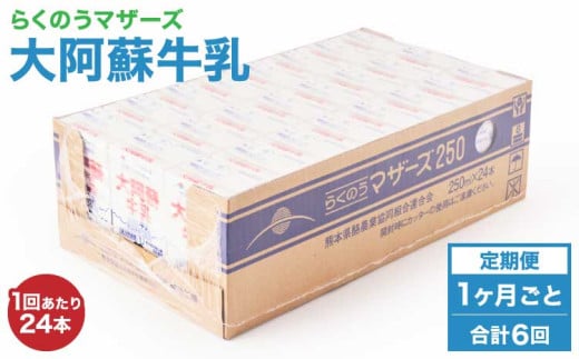 牛乳 定期便 6回 計144本（250ml×24本 1ケース） 常温保存 常温 らくのうマザーズ  【6ヶ月定期便】大阿蘇牛乳 計144本 1ケース（250ml×24本）×6回 生乳100% ミルク 成分無調整牛乳