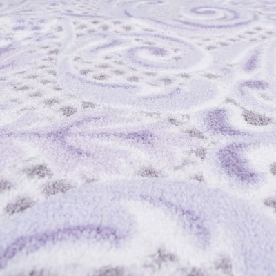 日本製 廊下カーペット 65cm×120cm 【モダンオーナメント】 滑り止め ホワイトラベンダー【1664122】